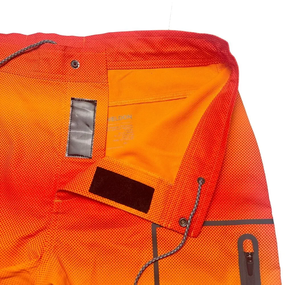 Mack Weldon | Men | Orange Spark Pulse Stripe Beach Swim Board Shorts | Sz 33/34